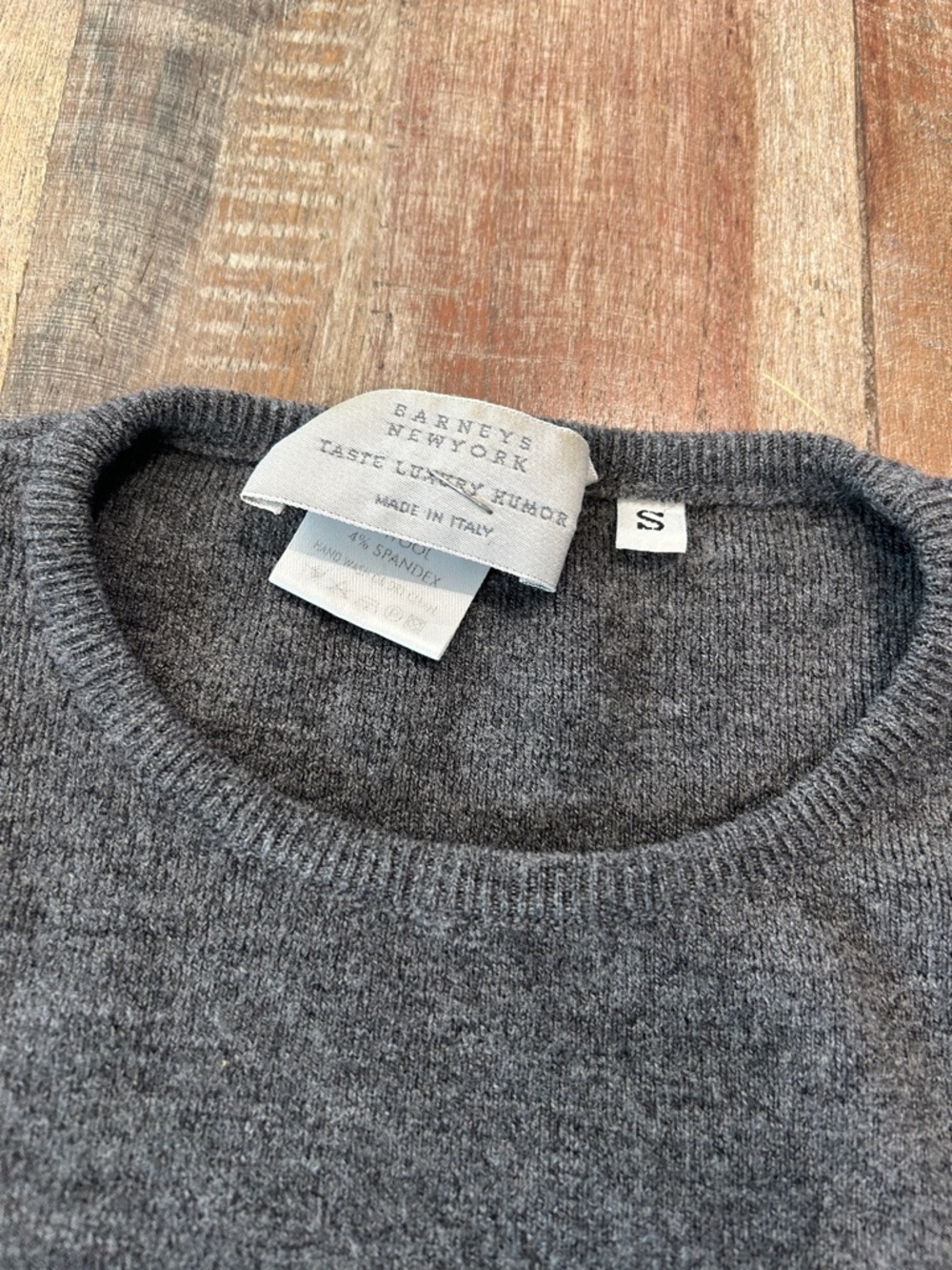 Barneys New York Vintage Charcoal Wool Crewneck Sweater - Picture 2 of 10
